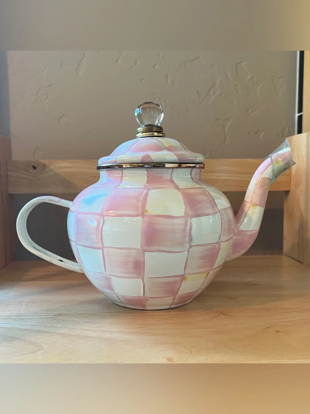 Mackenzie-Childs 4-Cup Teapot w/Two Mugs - Rosey Check